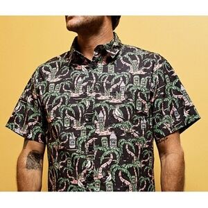 Mr‎ Simple VB BBQ Shirt Mens Medium Palm Tree Beer Bottle Sz M